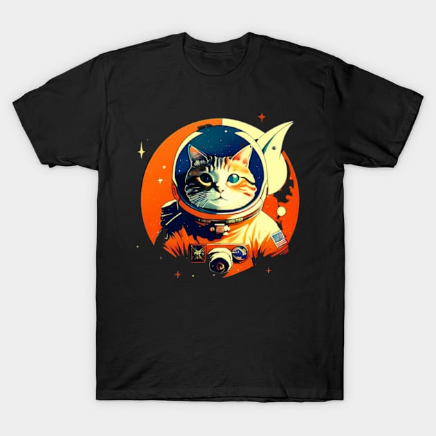 Astronaut cat splash art T-Shirt by SYAO